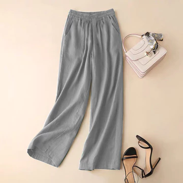 2025 Quần ống rộng vải cotton mới dành cho nữ, quần lót cotton mùa hè, quần dài dáng rộng lưng cao. Quần ống rộng vải lanh Cotton nữ thẳng dáng rộng thường ngày