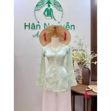 Hân Nguyễn Áo Bà Ba - B.a131 - Áo Bà Ba Gấm Tơ Phượng Hoàng Cổ Tim Dây Kéo ( Quần Lụa )