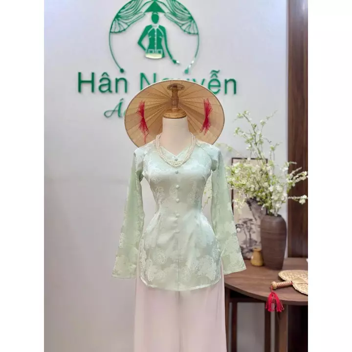 Hân Nguyễn Áo Bà Ba - B.a131 - Áo Bà Ba Gấm Tơ Phượng Hoàng Cổ Tim Dây Kéo ( Quần Lụa )