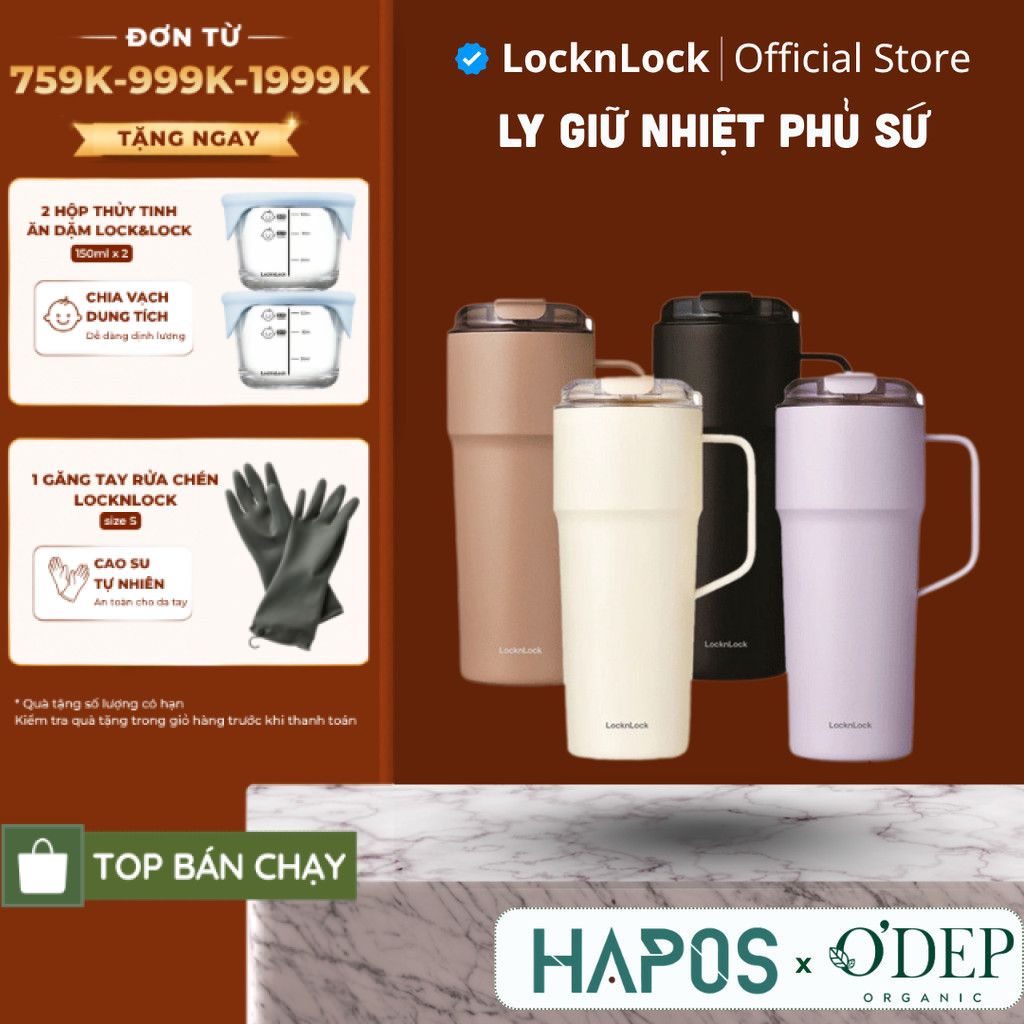 Ly giữ nhiệt LocknLock Metro Cafe Tumbler LHC4418 750ml, Hàng chính hãng, Thép phủ sứ - HAPOS LOF