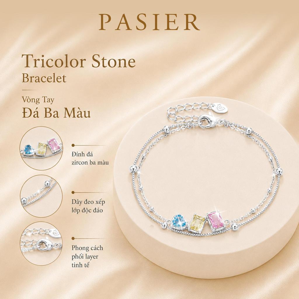 Vòng tay nữ PASIER với hạt màu phong cách Hàn Quốc, dễ điều chỉnh, đẹp khi đi làm, hẹn hò, tiệc tùng và chụp ảnh, đi kèm hộp HW0049