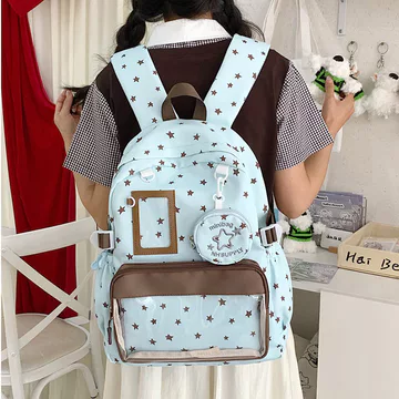 Women's Korean-Style Backpack – Water-Resistant, Large, for School, Silver & metallic