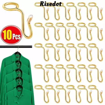 RISEDOT 10 Cái Móc Kết Nối Móc Treo, Móc Treo Quần Áo Tiết Kiệm Không Gian Nhiều Lớp Móc Mở Rộng, Móc Treo Quần Áo Kim Loại Thiết Thực Móc Treo Quần Áo Tủ Quần Áo Lưu Trữ