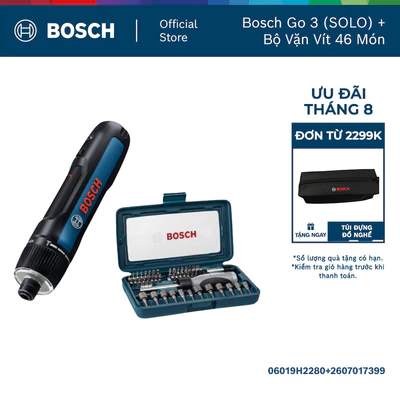Máy vặn vít pin Bosch Go 3 (SOLO) + Tặng kèm 1 Bộ vặn vít đa năng 46 món