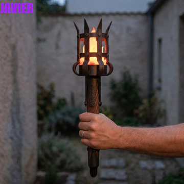 Đèn pin giả JAVIER Đèn treo tường, Đèn Led chiếu sáng cổ điển Đèn pin thời trung cổ, Đèn pin kép đế bàn cổ điển màu tối Đèn pin ngọn lửa Halloween Phòng thoát hiểm