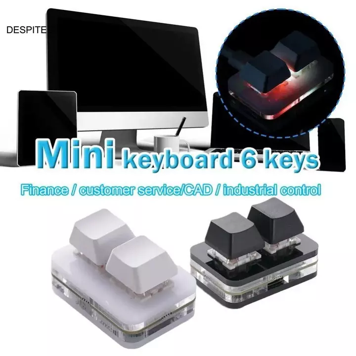 Bàn phím dán sao chép DESPITEGO, Công tắc đỏ Acrylic Bàn phím mini 2 tùy chỉnh, Phụ kiện bàn phím Phím cơ Giao diện Type-c Chiếu sáng 2 phím Bàn phím mini PC