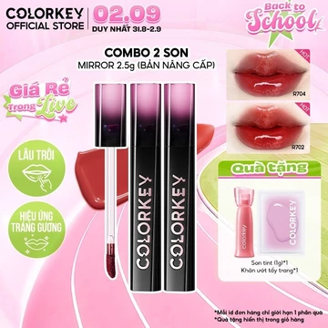 COD COMBO 2 Son Môi Gương Bóng COLORKEY Tạo Hiệu Ứng Căng Bóng Như Gương, Đôi Môi Đầy Đặn Quyến Rũ 2.5g