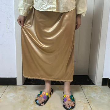 váy ngắn nữ chân váy ren Váy Hàn phục satin nữ mùa hè, váy lót trong ren, váy mặc trong lụa giả trơn màu, chân váy dài chữ A 90cm