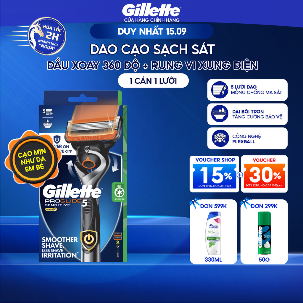 [HỎA TỐC 2H-4H] Dao cạo Nam/Lưỡi Dao Cạo GILLETTE Proglide Power 5 (Tặng kèm Pin khi mua cán dao)