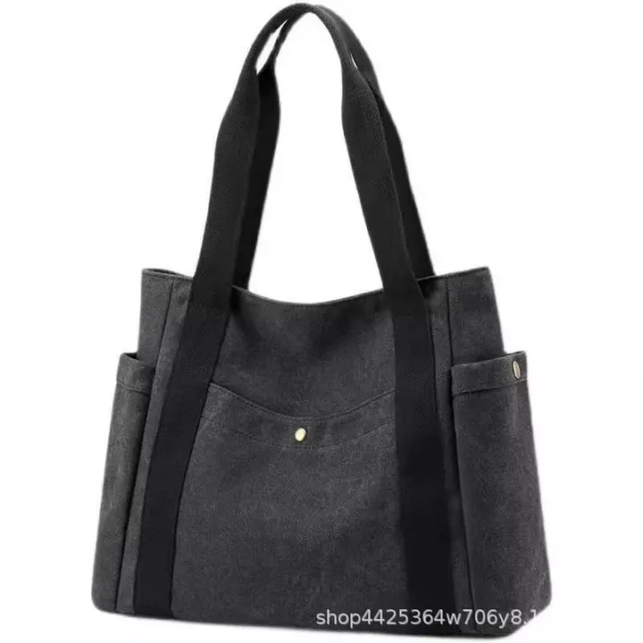 Túi tote vải canvas nghệ thuật và tối giản dành cho nữ; Túi xách mẹ, túi xách công sở trung niên, túi đeo chéo dung tích lớn, túi đeo vai nữ – 6
