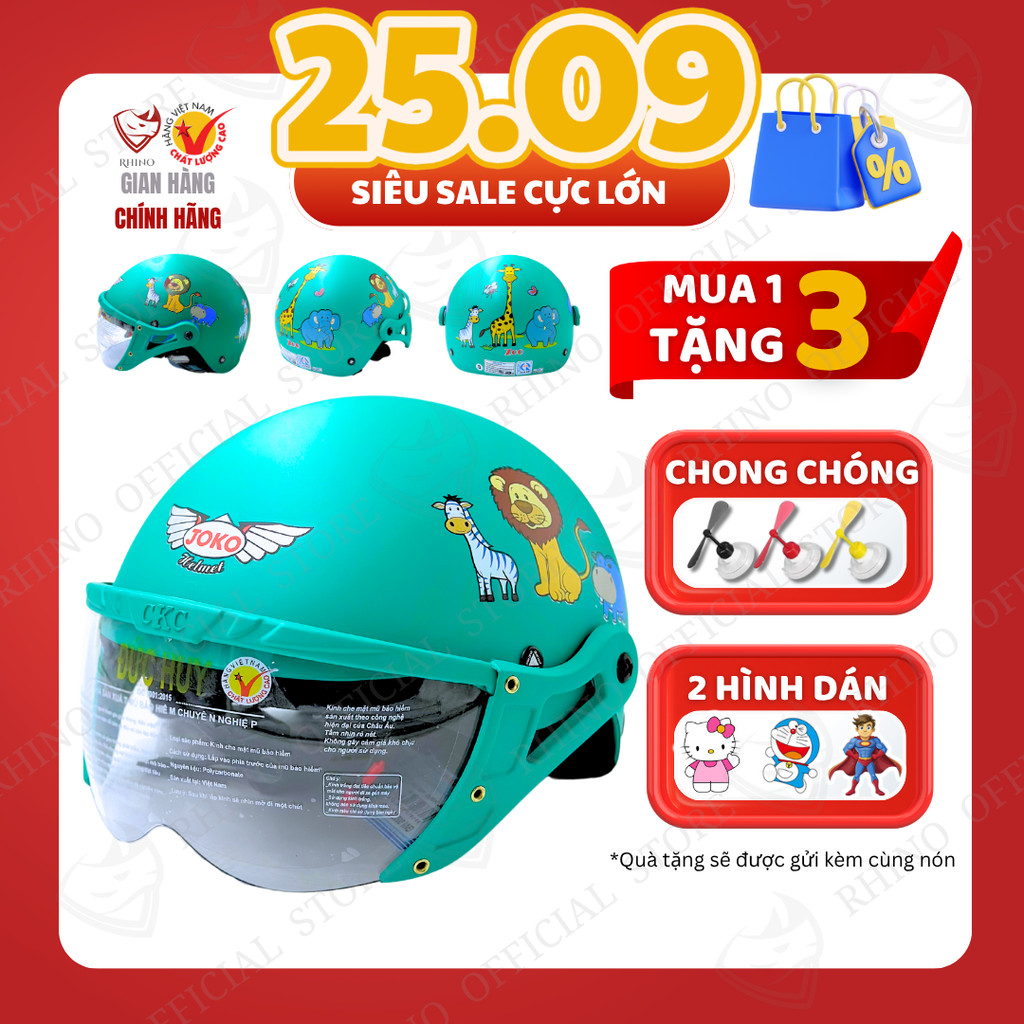 [HỎA TỐC] Mũ Bảo Hiểm Cho Bé 1 - 12 Tuổi | Nón Bảo Hiểm Cho Bé ĐỨC HUY RHINO Có Kính Bền Nhẹ XLT