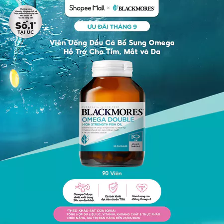 Viên Uống Dầu Cá Bổ Sung Omega Hỗ Trợ Cho Tim, Mắt, Da Blackmores Double Omega High Strength Lọ 90 Viên