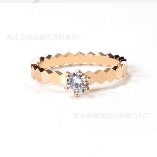 HTKF mylove Tổ Tình Yêu Mạ Vàng 18K Nhẫn Kim Cương Đơn Kim Cương Bóng Kim Cương Nhẫn Kim Cương Cầu Hôn Quà Tặng Lễ Tình Nhân