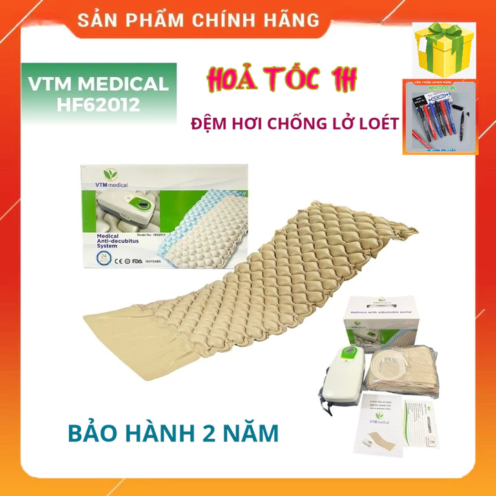 (HoảTốc) Đệm chống loét VTM Medical HF62012, Nệm hơi nệm khí cho bệnh nhân chống lở loét nằm lâu, Đệm hơi có máy bơm