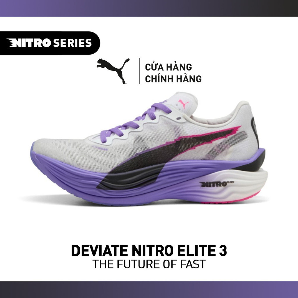 Giày Chạy Bộ PUMA Nữ Deviate Nitro Elite 3 DT WNS White-Dark Amethyst Màu Trắng