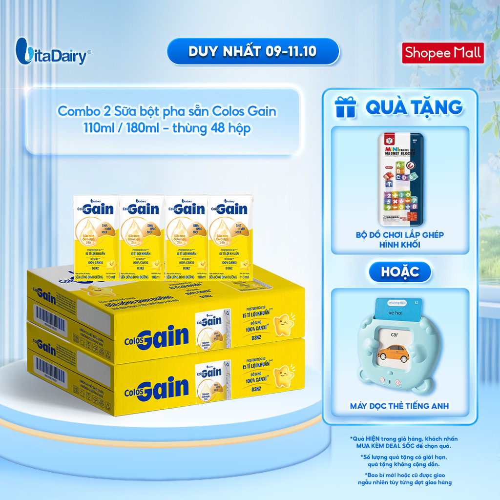[COMBO 2 THÙNG 48 HỘP] Sữa uống dinh dưỡng Colos Gain 110ml/180ml - Hỗ trợ tăng cân, giúp tăng cường đề kháng