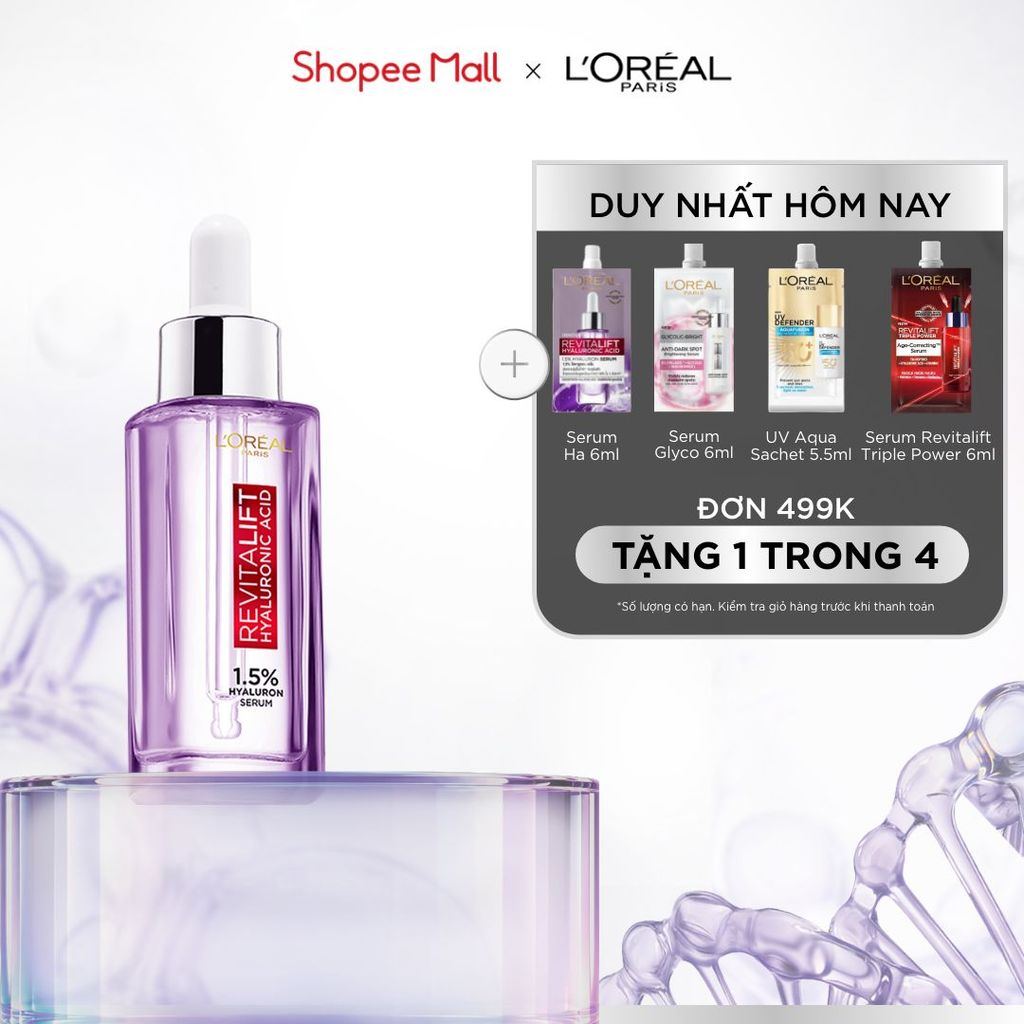 Serum dưỡng cấp ẩm tức thì, giúp làm giảm nếp nhăn & căng mướt da L'Oreal Paris Revitalift 1.5% Hyaluronic Acid 30ml