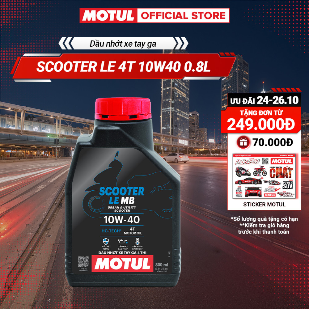 Dầu nhớt xe tay ga MOTUL SCOOTER LE 4T 10W40 0.8L