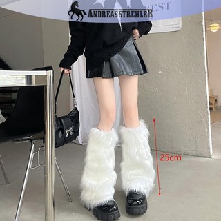 Onetimingfine Trắng Giả Chân Ấm Áp Boot Cover Y2K Goth Chân Chắc Chắn Tất Punk Dài Đến Đầu Gối Thời Trang Ấm Tất VN
