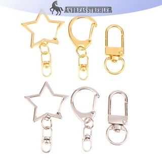 Onetimingfine 10 Chiếc Ngôi Sao Pentagram Hình Chữ D Rỗng Nhẫn Móc Khóa DIY Phụ Kiện Tôm Hùm Khóa Móc Khóa Trang Sức Làm Phát Hiện VN
