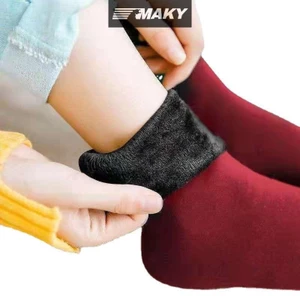 Newwellknownepic Mới Nhung Nữ Mùa Đông Ấm Áp Làm Dày Tất Giữ Nhiệt Mềm Mại Thường Ngày Màu Trơn Tất Len Cashmere Nhà Giày Trượt Tuyết Tầng Tất 1 Cặp VN
