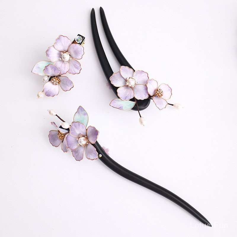 Mới - Kẹp tóc Handmade Filigree Lụa Nhung Phong Cách Trung Quốc, Phụ Kiện Cho Daily Hairstyles và Hanfu