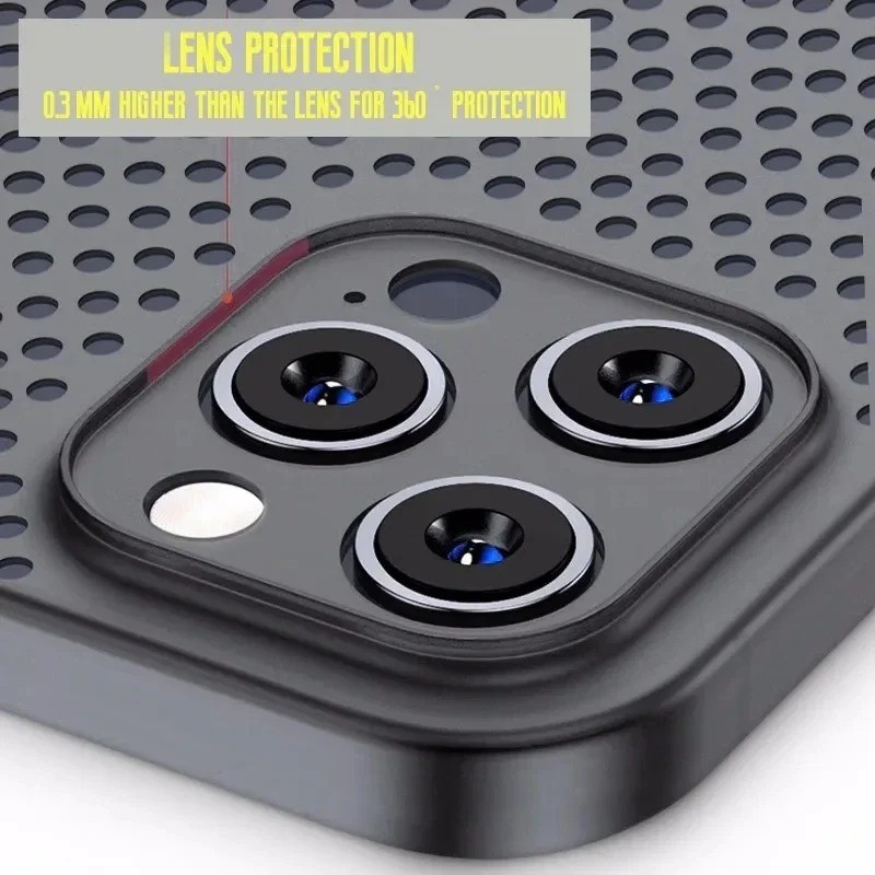 Tản Nhiệt Thoáng Khí Làm Mát Ốp lưng Apple iPhone 17 Pro Max Màu Trơn Rỗng Ốp Lưng Cho iPhone 17ProMax 17Pro Ốp lưng PC Bìa Cứng