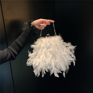 T Sang Trọng Lông Vũ Handmade Dây Xích Sang Trọng Túi Ăn Tối Túi Xách Ngọc Trai Cổ Tích Túi