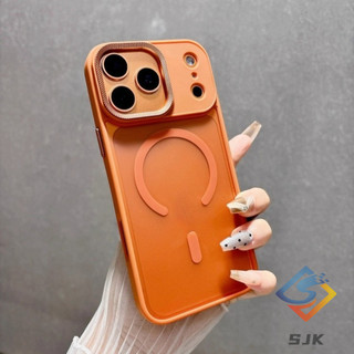 Ốp điện thoại mờ mờ từ tính màu cam vũ trụ 17 Series mới cho IPhone 17 Pro Max Air 12 13 14 15 16 Pro Max Plus Vỏ mặt sau cứng Vỏ viền mềm Bảo vệ Vỏ chống sốc