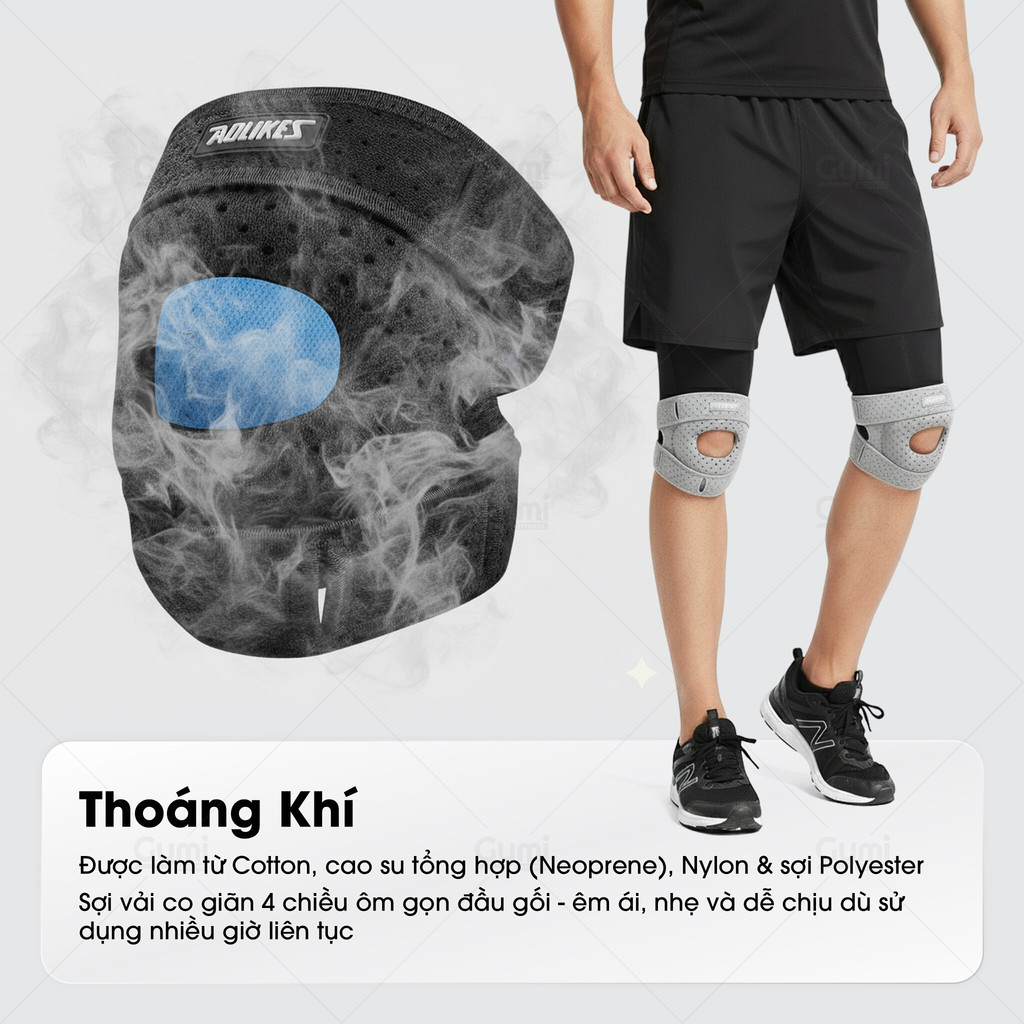 [1 Chiếc] Đai Bảo Vệ Đầu Gối Aolikes 7927 - Có Thể Điều Chỉnh, Giảm Áp Lực Khi Tập Luyện - AL7927