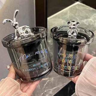 Hũ Thuỷ Tinh Sang Trọng nắp Gấu Bearbrick, Gạt Tàn Văn Phòng Cao Cấp. Hạo Khoa shop