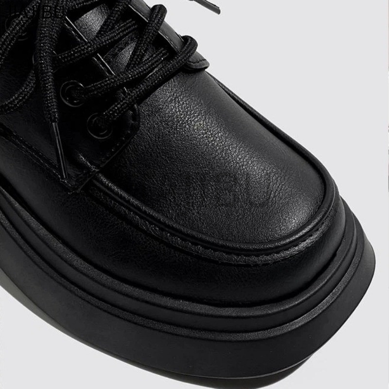 Size 35-42 Giày Oxford Mũi Tròn Chống Trượt Chất Lượng Cao Cỡ Lớn, Buộc Dây Phong Cách Sinh Viên Anh Dành Cho Nữ Korean Fashion Matte / Shiny Platform Mary Jane Shoes Đồng Phục JK Nhật Bản Lolita Giày Da Nhỏ Gót Dày Màu Trắng/đen