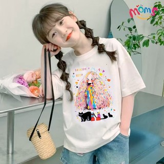 ÁO Thun Cotton MớI Cho Bé GáI ThiếT Kế HọA TiếT In áO Tay NgắN Phù HợP áO Thun Cho Bé GáI