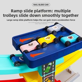 Trẻ Em Gliding Đường Sắt Xe Ô Tô Đồ Chơi Giáo Dục Bé Trai Bé Gái 1-6 Tuổi 9 Bộ Bãi Đậu Xe Đồ Chơi