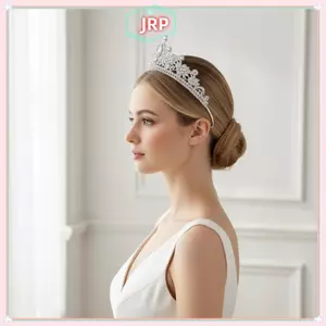 JRP Cưới Tóc Tiara Pha Lê Cô Dâu Tiara Vương Miện Màu Bạc Diadem Veil Tiaras Cưới Phụ Kiện Tóc Mũ Đội Đầu Trang Sức JRP