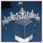 JRP Cưới Tóc Tiara Pha Lê Cô Dâu Tiara Vương Miện Màu Bạc Diadem Veil Tiaras Cưới Phụ Kiện Tóc Mũ Đội Đầu Trang Sức JRP