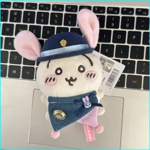 HK1 Chiikawa Usagi Plushie Hoạt Hình Dễ Thương Cảnh Sát Thỏ Sang Trọng Móc Khóa Túi Charm KH1