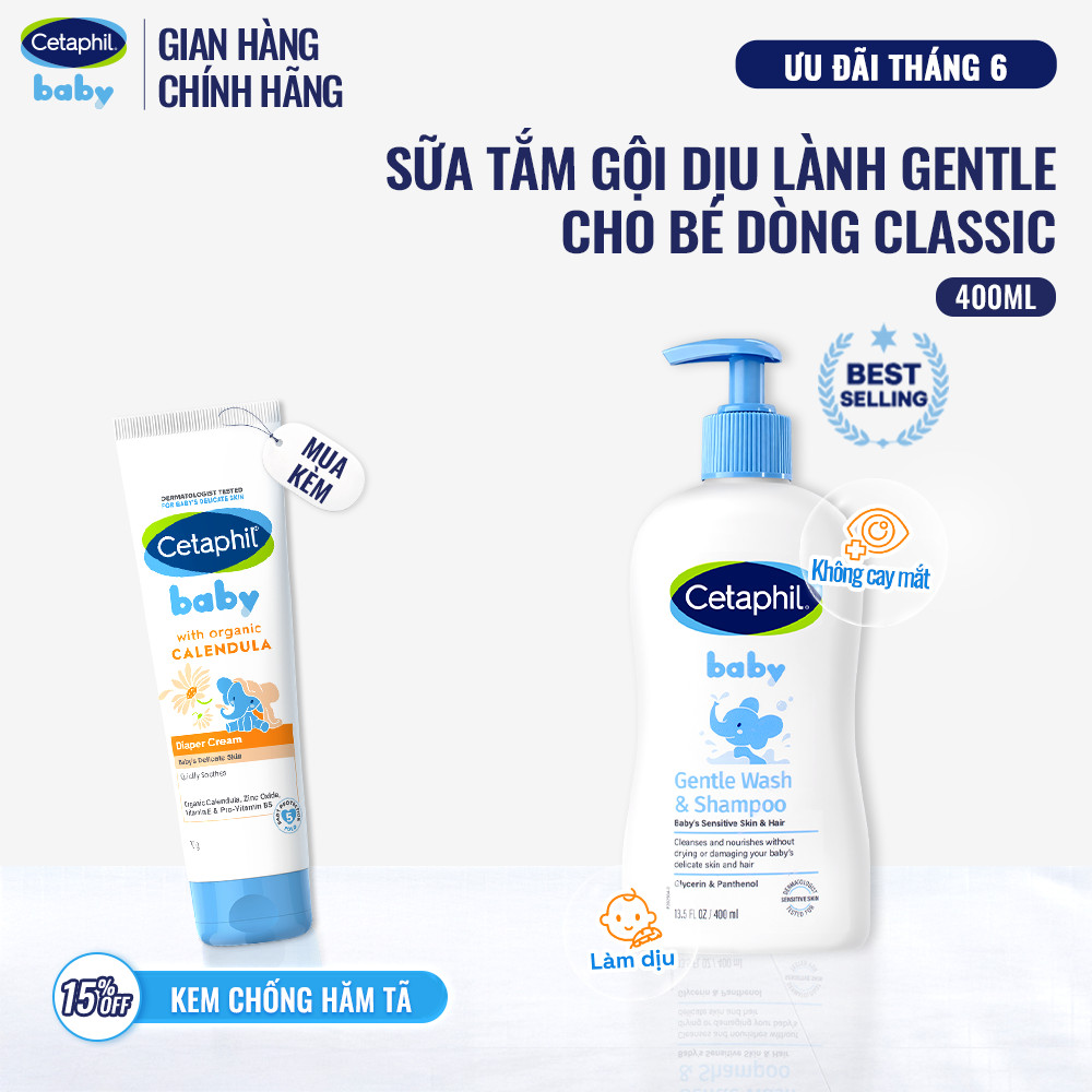 [HANNAH x CETAPHIL] Sữa tắm gội dịu lành cho bé CETAPHIL BABY GENTLE WASH & SHAMPOO 400ML