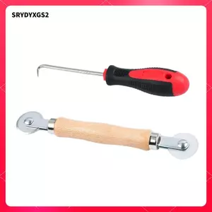 Con lăn màn hình Bộ cài đặt Spline Con lăn cửa sổ Công cụ sửa chữa màn hình Con lăn đôi Tay cầm gỗ bằng thép Carbon bền Thích hợp để lắp đặt màn hình cửa sổ
