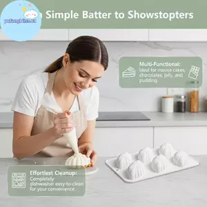 Pufangbliss 6 Khoang Thiết Kế Vỏ Pudding Silicone Mousse Khuôn 3D Kẹo Chocolate Khuôn DIY Xà Phòng Mô Hình Bánh Trang Trí Dụng Cụ Máy Nướng VN