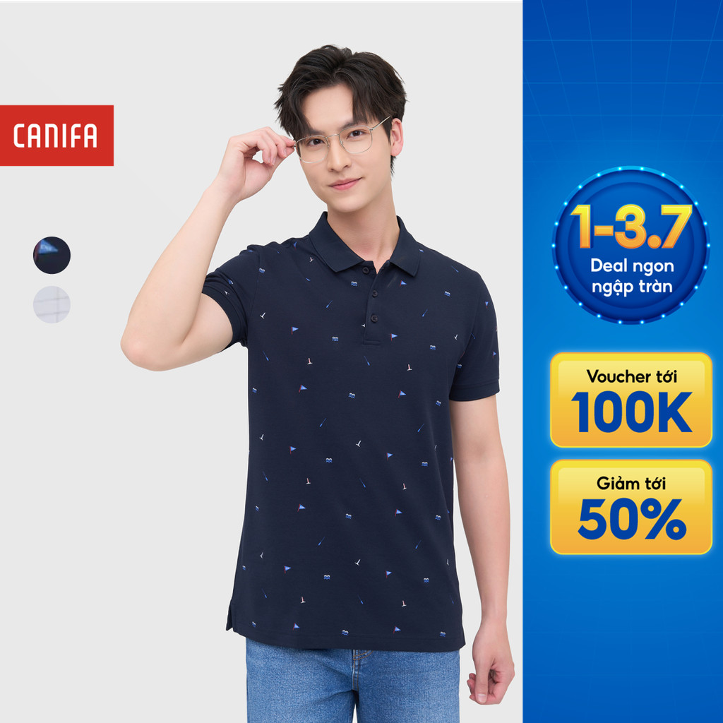 Áo polo nam CANIFA dáng basic in hoạ tiết 8TP25S004