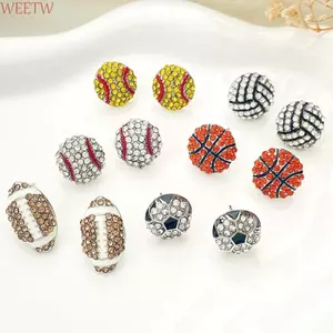 Bông tai bóng đá WEETW, Bông tai hợp kim thể thao bằng kim cương giả bóng đá bóng bầu dục, Tôn vinh bóng chày Bóng mềm bóng đá Bóng rổ Trang sức tai vận động viên Người hâm mộ thể thao
