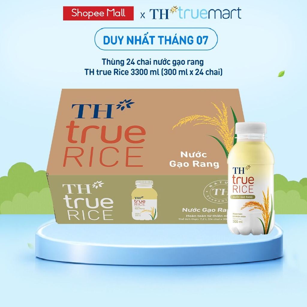 Thùng nước gạo rang TH true RICE 300ml (24 Chai)