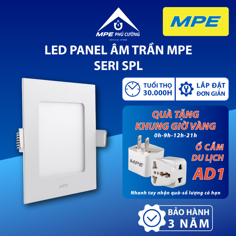 (CHÍNH HÃNG) MPE -  Đèn Led âm trần mặt vuông MPE seri SPL, đèn âm trần vuông siêu mỏng, 6W/9W/12W/18W/24W, Led panel