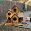 QEARY Nhà Chim Bằng Gỗ Ăn, Tổ Biệt Thự Chim Chống Thời Tiết Handmade, Phong Cách Mộc Mạc Sáng Tạo Dày Nhiều Lỗ Chim Hoang Dã Môi Trường Sống Trang Trí Sân Vườn