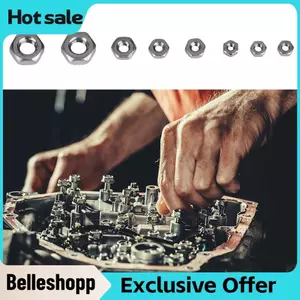 Belleshopp Bộ các loại đai ốc lục giác bằng thép không gỉ 304 - 140 chiếc Hex cho ốc vít xây dựng
