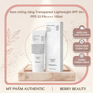 Kem chống nắng Transparent Lightweight SPF 50+ PPD 33 PA++++ 100ml | Chống nắng, dưỡng da, kem lót