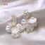< Honeyba > Bông tai bóng thời trang cổ điển mới dành cho nữ Vỏ trắng Hàn Quốc Bông tai Dangle Tính khí nhẹ Quà tặng trang sức sang trọng Đẹp