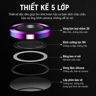 Miếng dán camera OPPO Reno 9H AR khung kim loại chống trầy trong suốt cho A5 A6C Reno 12 13 14 15 16 Pro F FS