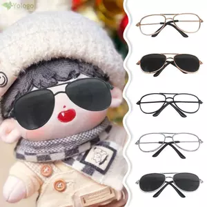 Kính búp bê YOLOGO, Khung vuông Photo Prop Kính mắt búp bê sang trọng, Phụ kiện búp bê kim loại thời trang Búp bê